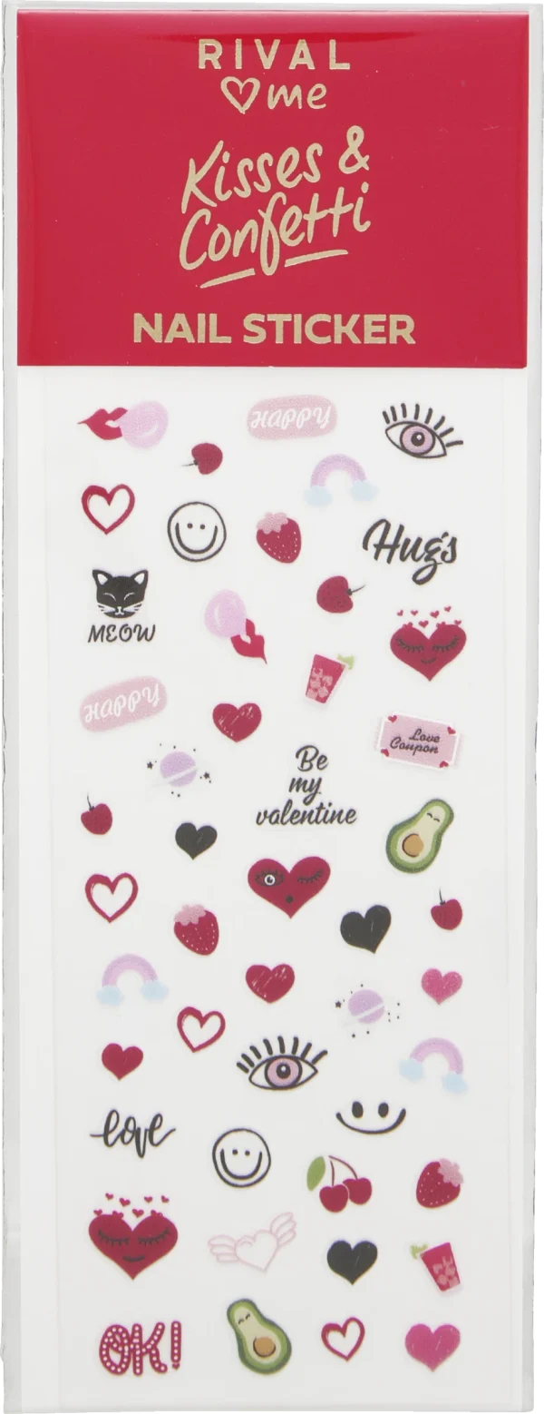 RIVAL Loves Me Kisses & Confetti Nail Sticker 1