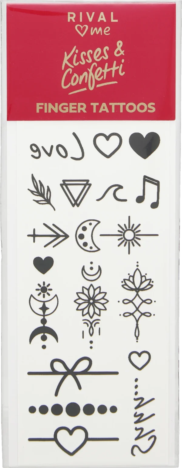 RIVAL Loves Me Kisses & Confetti Finger Tattoos 1