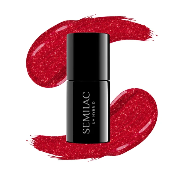 Semilac 025 UV Gel Polish Glitter Red 1