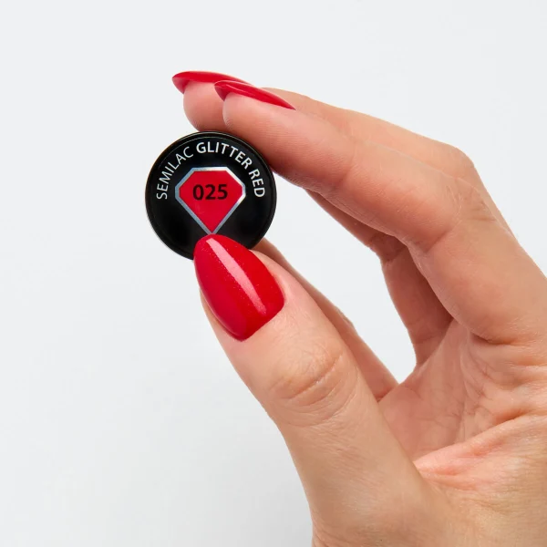 Semilac 025 UV Gel Polish Glitter Red 4