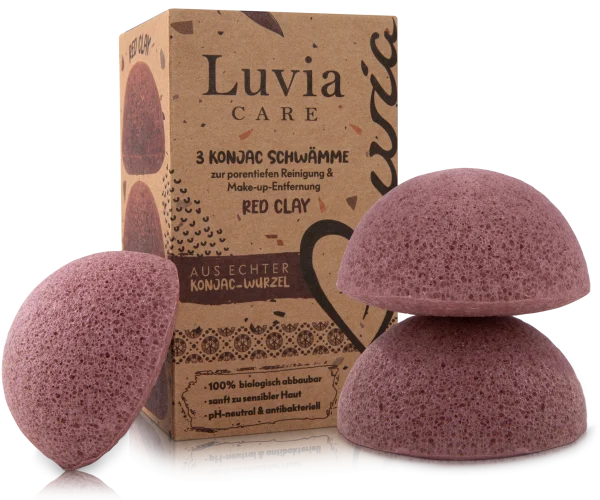 Luvia Cosmetics Konjac Schwamm – Set Red Clay 1