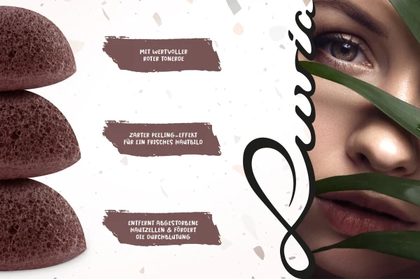 Luvia Cosmetics Konjac Schwamm – Set Red Clay 9
