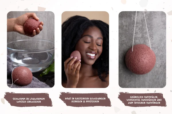Luvia Cosmetics Konjac Schwamm – Set Red Clay 8
