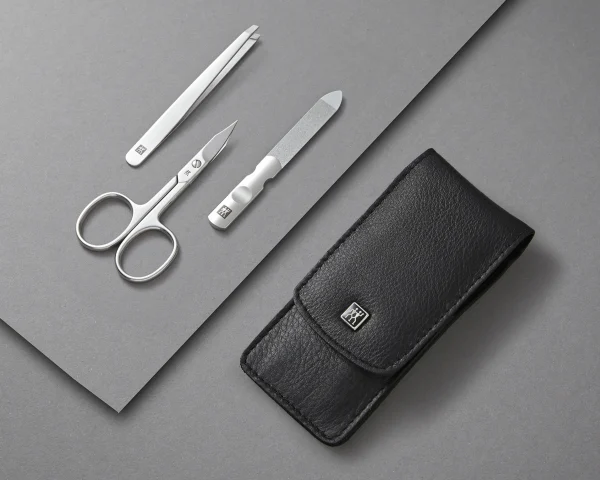Zwilling Druckknopf-Etui Rindleder, Schwarz 3-tlg. 4