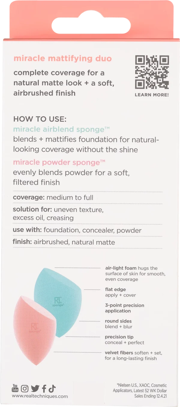Real Techniques Miracle Powder Sponge + Miracle Airblend Sponge Duo 3
